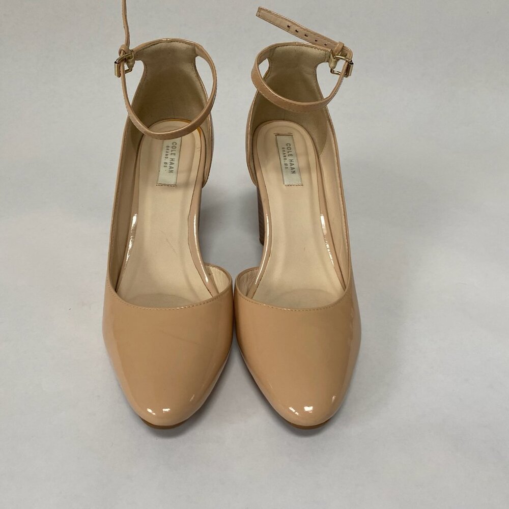 Cole Haan Lacey Patent Leather Nude Ankle Strap Wedge